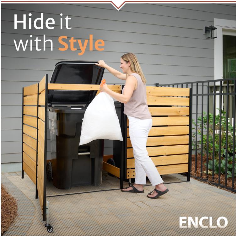 Dual-Bin Cedar Garbage Enclosure – Holds 2× 96-gal Bins, 6.6 ft